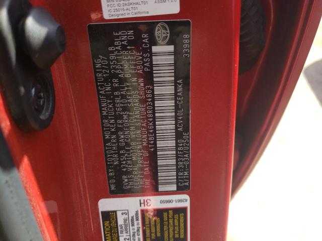 Photo 10 from auction – 2008 TOYOTA CAMRY CE with VIN 4T4BE46K48R034863