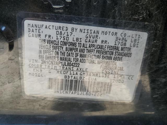 Photo 10 from auction – 2018 NISSAN VERSA S with VIN 3N1CN7AP1JL804222