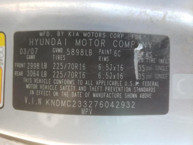 Photo 10 from auction – 2007 HYUNDAI ENTOURAGE with VIN KNDMC233276042932