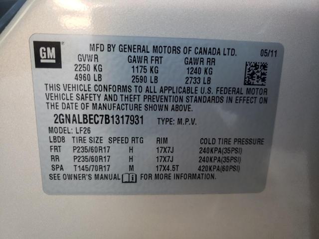 Photo 10 from auction – 2011 CHEVROLET EQUINOX LS with VIN 2GNALBEC7B1317931