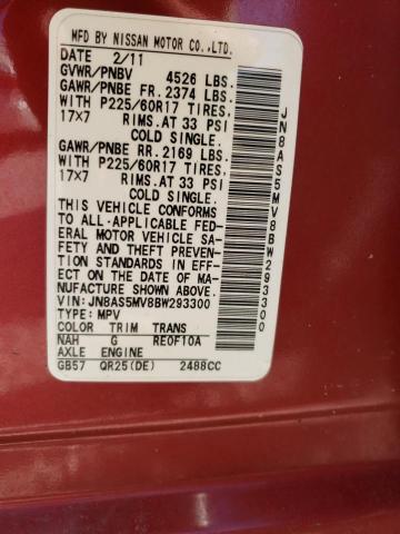 Photo 10 from auction – 2011 NISSAN ROGUE S with VIN JN8AS5MV8BW293300