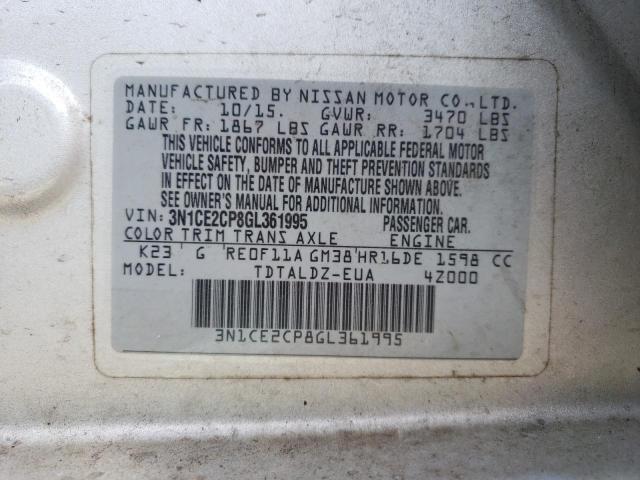 Photo 10 from auction – 2016 NISSAN VERSA NOTE with VIN 3N1CE2CP8GL361995