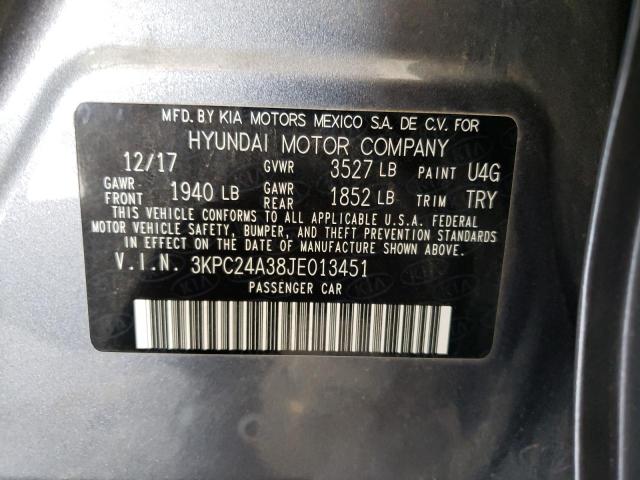 Photo 10 from auction – 2018 HYUNDAI ACCENT SE with VIN 3KPC24A38JE013451