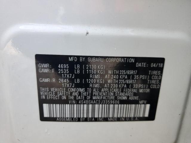 Photo 10 from auction – 2018 SUBARU OUTBACK 2. with VIN 4S4BSAAC2J3359606