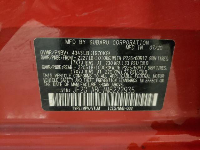 Photo 10 from auction – 2021 SUBARU CROSSTREK with VIN JF2GTABC7M8222935