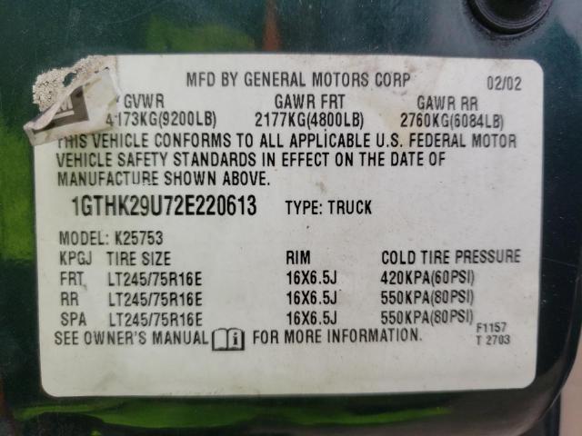 صورة رقم 10 من المزاد - 2002 GMC SIERRA K25 مع VIN 1GTHK29U72E220613