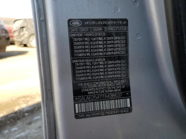 Photo 10 from auction – 2007 LAND ROVER LR3 SE with VIN SALAE25477A438637