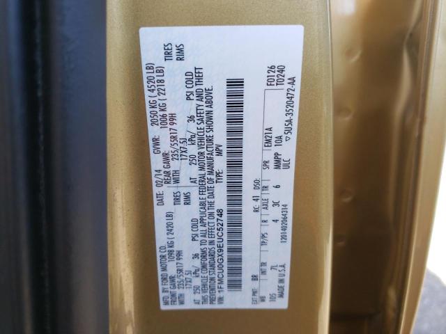 Photo 10 from auction – 2014 FORD ESCAPE SE with VIN 1FMCU0GX9EUC52748