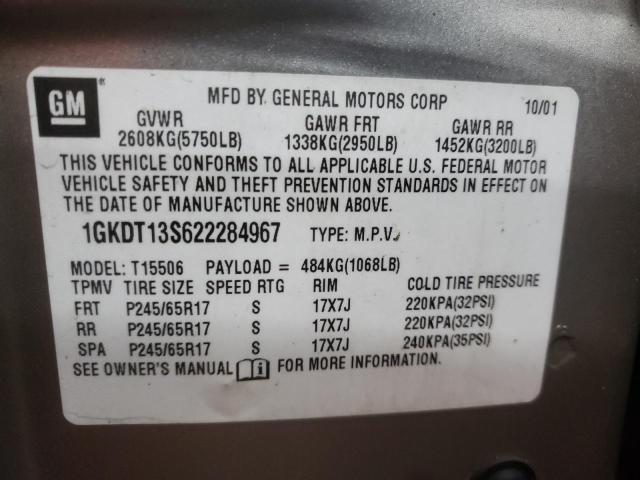 Photo 10 from auction – 2002 GMC ENVOY with VIN 1GKDT13S622284967