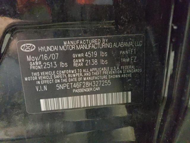 Photo 10 from auction – 2008 HYUNDAI SONATA GLS with VIN 5NPET46F28H327255