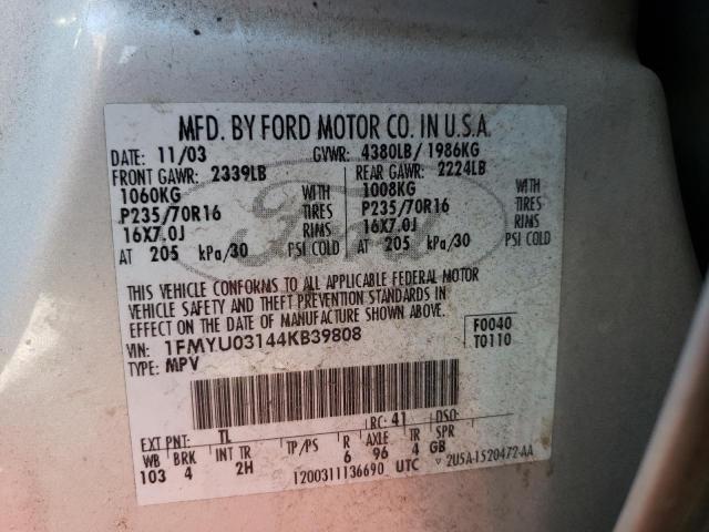 Photo 10 from auction – 2004 FORD ESCAPE XLT with VIN 1FMYU03144KB39808