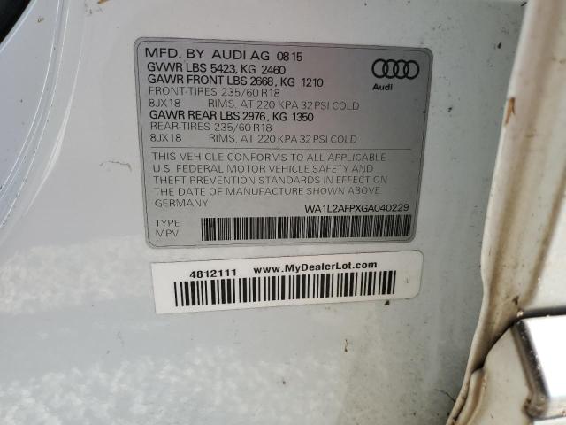 Photo 10 from auction – 2016 AUDI Q5 PREMIUM with VIN WA1L2AFPXGA040229