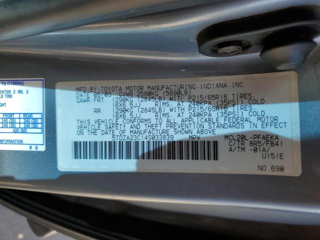 Photo 10 from auction – 2004 TOYOTA SIENNA CE with VIN 5TDZA23C14S033839
