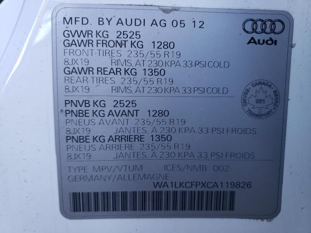 Photo 10 from auction – 2012 AUDI Q5 PREMIUM with VIN WA1LKCFPXCA119826