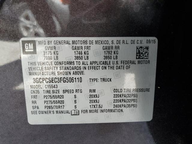 Photo 10 from auction – 2015 CHEVROLET 1500 with VIN 3GCPCSEC3FG506110