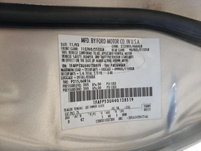 Photo 10 from auction – 2004 FORD TAURUS SE with VIN 1FAFP53U44G128519