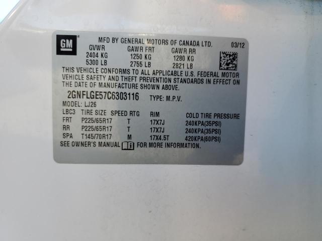 Photo 10 from auction – 2012 CHEVROLET EQUINOX LT with VIN 2GNFLGE57C6303116