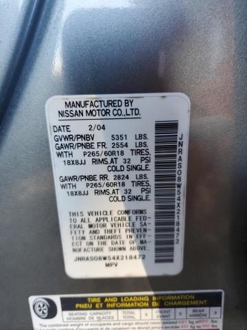 Photo 10 from auction – 2004 INFINITI FX35 with VIN JNRAS08W54X218472