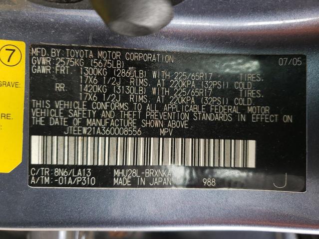 Photo 10 from auction – 2006 TOYOTA HIGHLANDER with VIN JTEEW21A360008556
