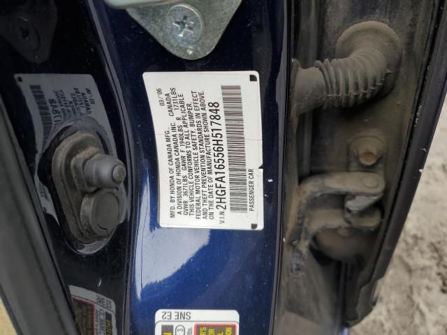 Photo 10 from auction – 2006 HONDA CIVIC LX with VIN 2HGFA16556H517848