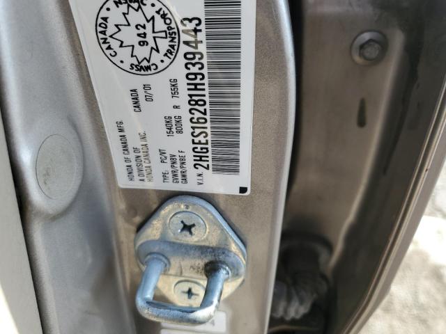 Photo 10 from auction – 2001 HONDA CIVIC DX with VIN 2HGES16281H939443