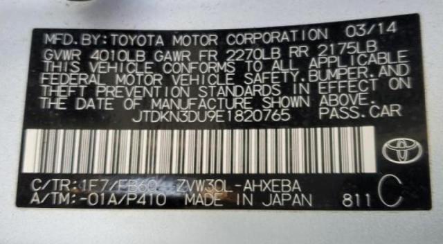 Photo 10 from auction – 2014 TOYOTA PRIUS with VIN JTDKN3DU9E1820765