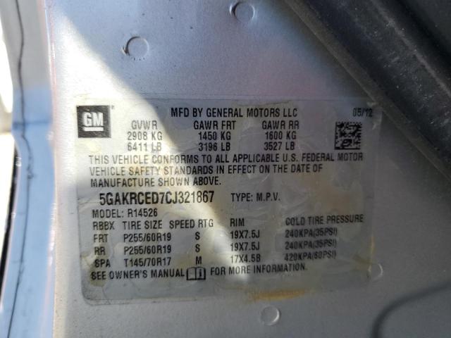 Photo 10 from auction – 2012 BUICK ENCLAVE with VIN 5GAKRCED7CJ321867