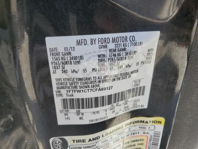 Photo 10 from auction – 2012 FORD F150 SUPER with VIN 1FTFW1CT7CFA69127