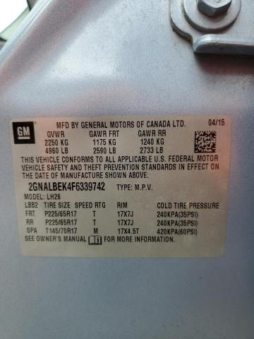 Photo 10 from auction – 2015 CHEVROLET EQUINOX LT with VIN 2GNALBEK4F6339742