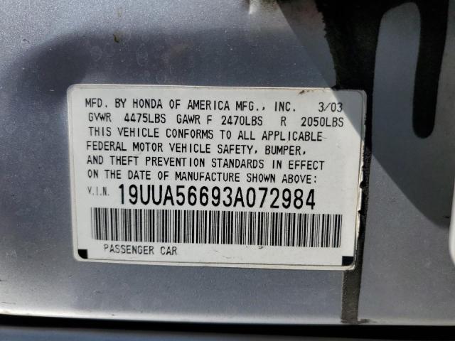 Photo 10 from auction – 2003 ACURA 3.2TL with VIN 19UUA56693A072984