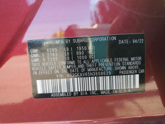 Photo 10 from auction – 2022 SUBARU IMPREZA PR with VIN 4S3GKAV65N3608629