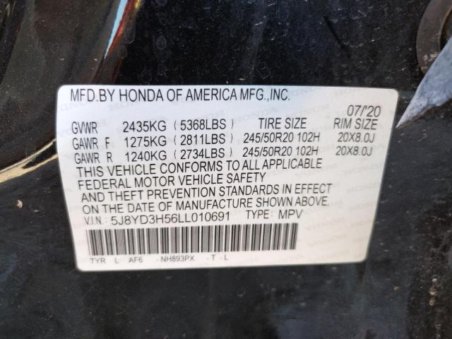 Photo 10 from auction – 2020 ACURA MDX TECHNO with VIN 5J8YD3H56LL010691