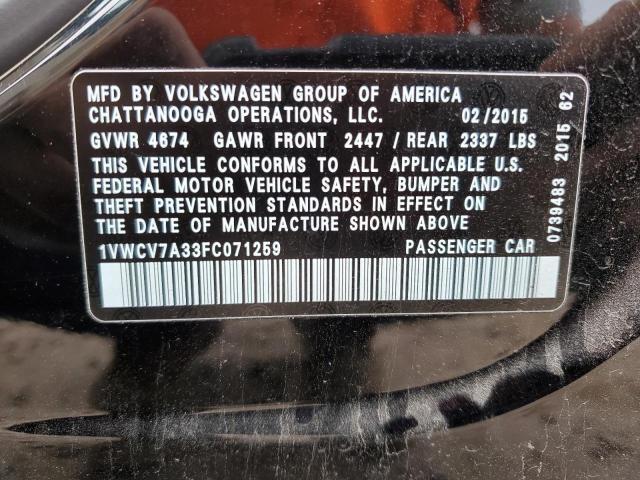 Photo 10 from auction – 2015 VOLKSWAGEN PASSAT SEL with VIN 1VWCV7A33FC071259