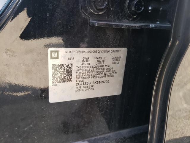 Photo 10 from auction – 2019 CHEVROLET IMPALA LT with VIN 2G11Z5S33K9109729