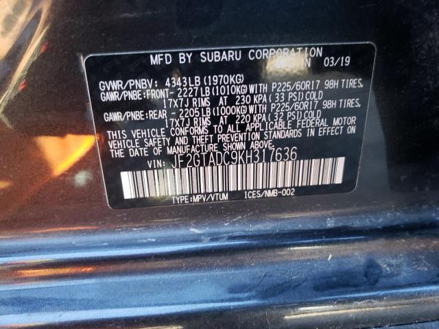 Photo 10 from auction – 2019 SUBARU CROSSTREK with VIN JF2GTADC9KH317636