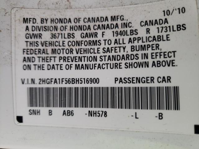 Photo 10 from auction – 2011 HONDA CIVIC LX with VIN 2HGFA1F56BH516900