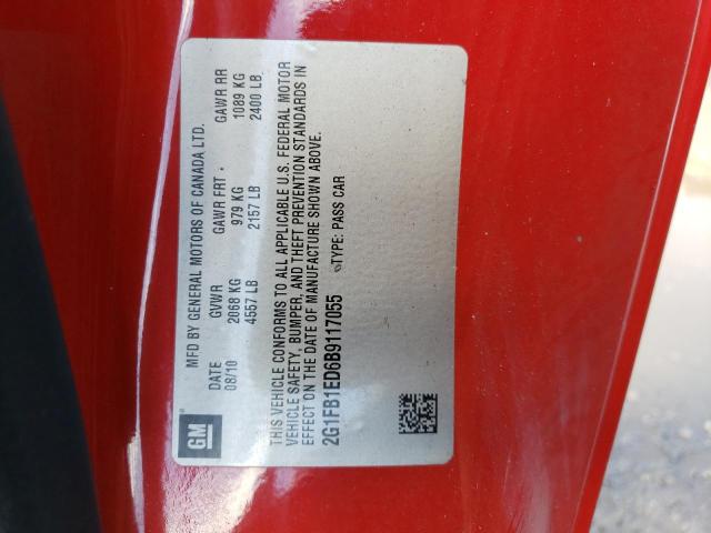 Photo 10 from auction – 2011 CHEVROLET CAMARO LT with VIN 2G1FB1ED6B9117055