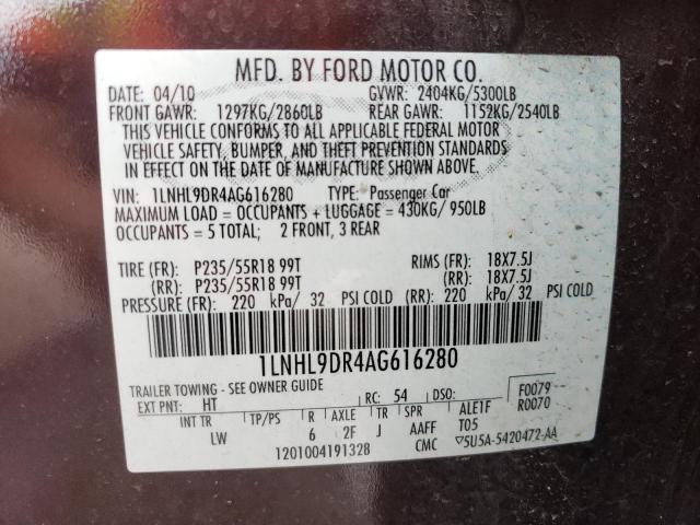 Photo 10 from auction – 2010 LINCOLN MKS with VIN 1LNHL9DR4AG616280