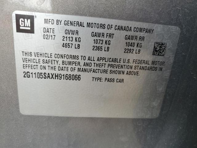 Photo 10 from auction – 2017 CHEVROLET IMPALA LT with VIN 2G1105SAXH9168066