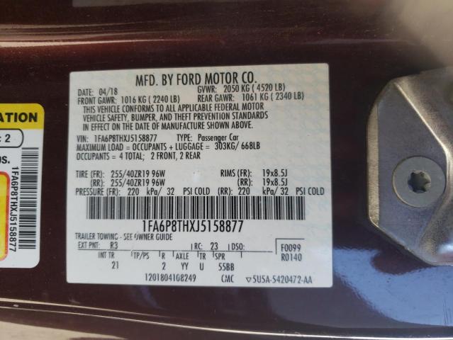 Photo 10 from auction – 2018 FORD MUSTANG with VIN 1FA6P8THXJ5158877