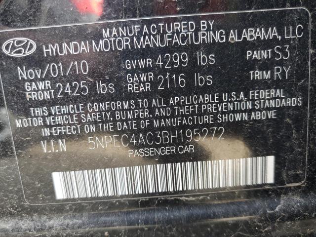 Photo 10 from auction – 2011 HYUNDAI SONATA SE with VIN 5NPEC4AC3BH195272