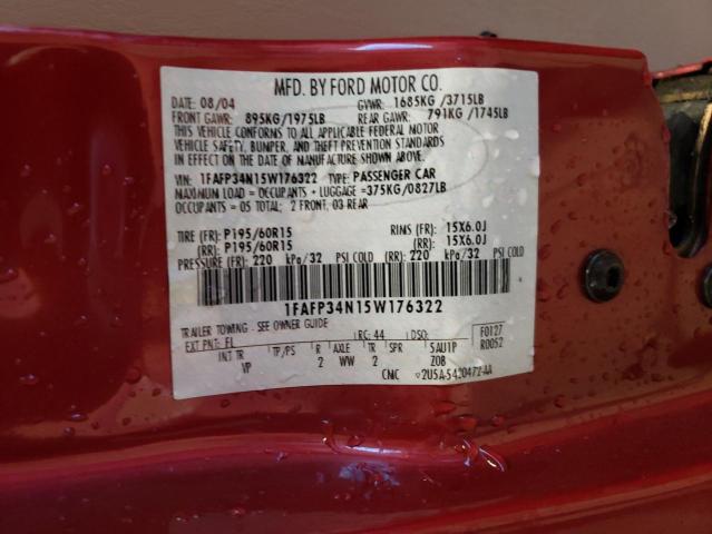 Photo 10 from auction – 2005 FORD FOCUS ZX4 with VIN 1FAFP34N15W176322