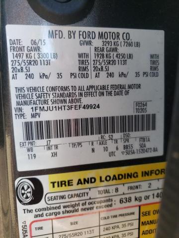 Photo 10 from auction – 2015 FORD EXPEDITION with VIN 1FMJU1HT3FEF49924