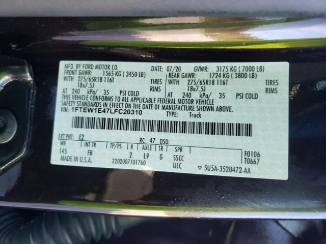 Photo 10 from auction – 2020 FORD F150 SUPER with VIN 1FTEW1E47LFC20310