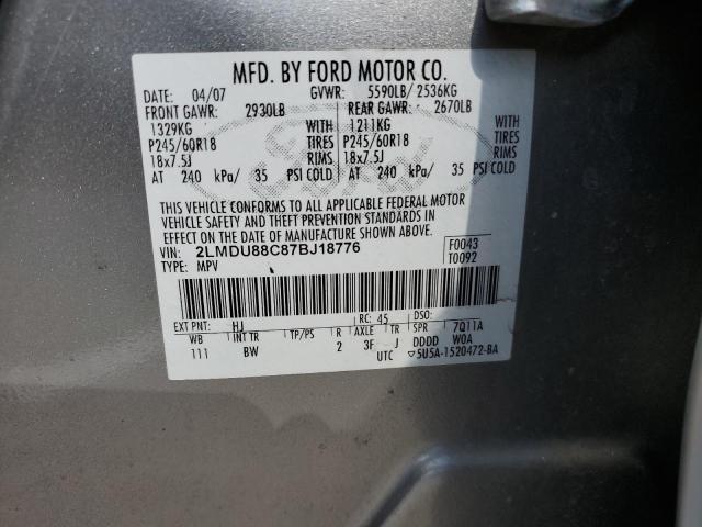 Photo 10 from auction – 2007 LINCOLN MKX with VIN 2LMDU88C87BJ18776