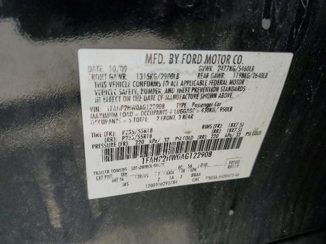 Photo 10 from auction – 2010 FORD TAURUS SEL with VIN 1FAHP2HW0AG122908