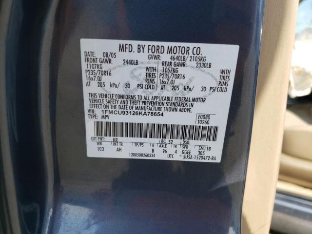 Photo 10 from auction – 2006 FORD ESCAPE XLT with VIN 1FMCU93126KA78654
