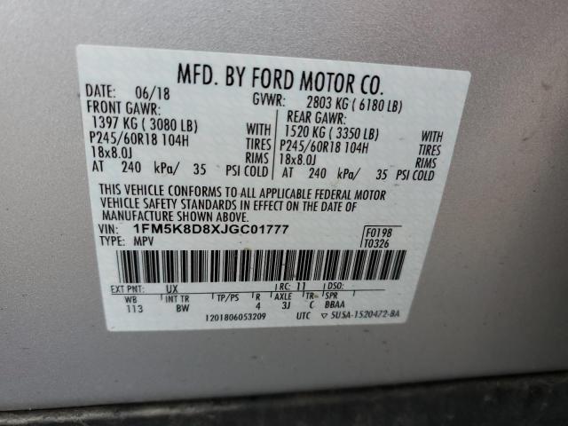 Photo 10 from auction – 2018 FORD EXPLORER X with VIN 1FM5K8D8XJGC01777