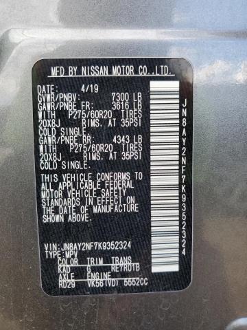 Photo 10 from auction – 2019 NISSAN ARMADA PLA with VIN JN8AY2NF7K9352324