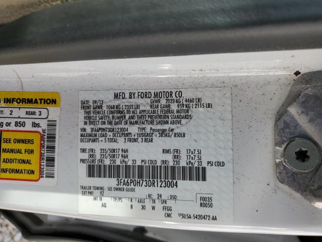 Photo 10 from auction – 2013 FORD FUSION SE with VIN 3FA6P0H73DR123004